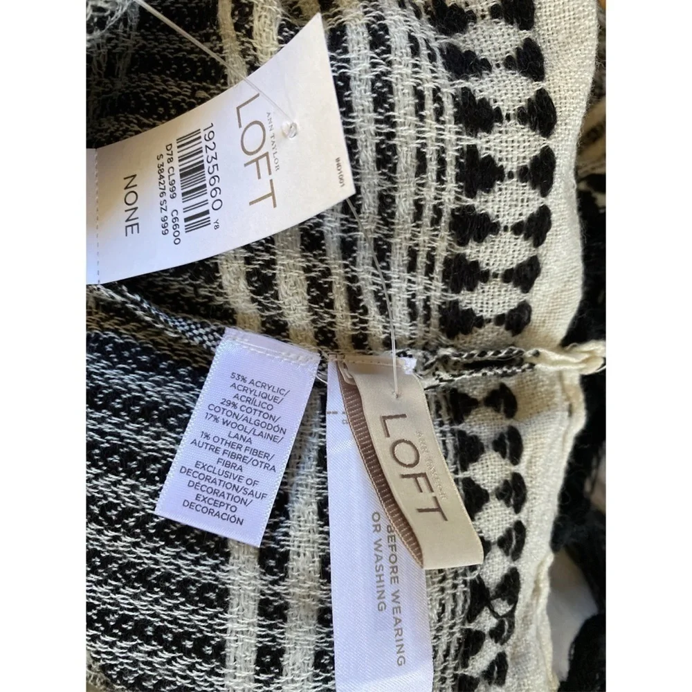 NWT LOFT Oversized Fringe Striped Poncho Wrap OS​​​​​​​